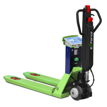 Cântar pentru paleți Dini Argeo TPW E-Force, vedere laterală cu liză electrică
